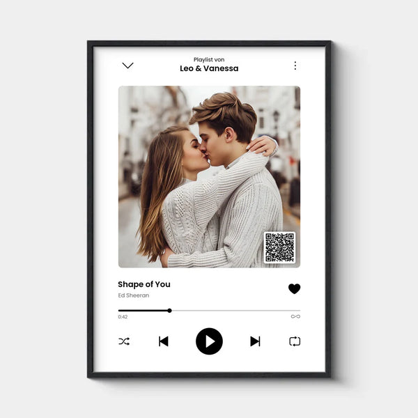 Spotify-Song, Personalisiertes Song-Poster mit eigenem Foto & QR-Code, Black Edition