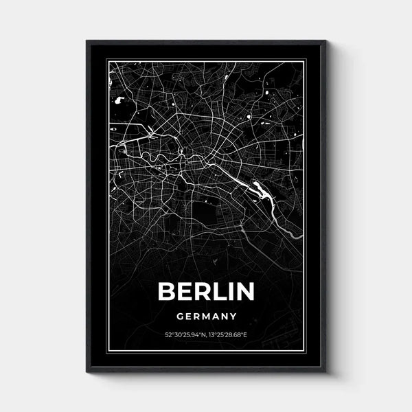 Deine Stadt, City Map, Personalisiertes Stadtkarten-Poster - Black Edition