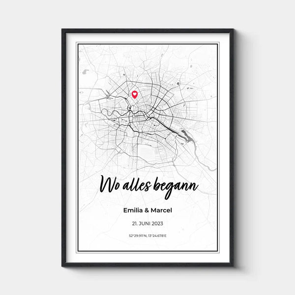 Wo alles begann, Personalisiertes Map-Poster