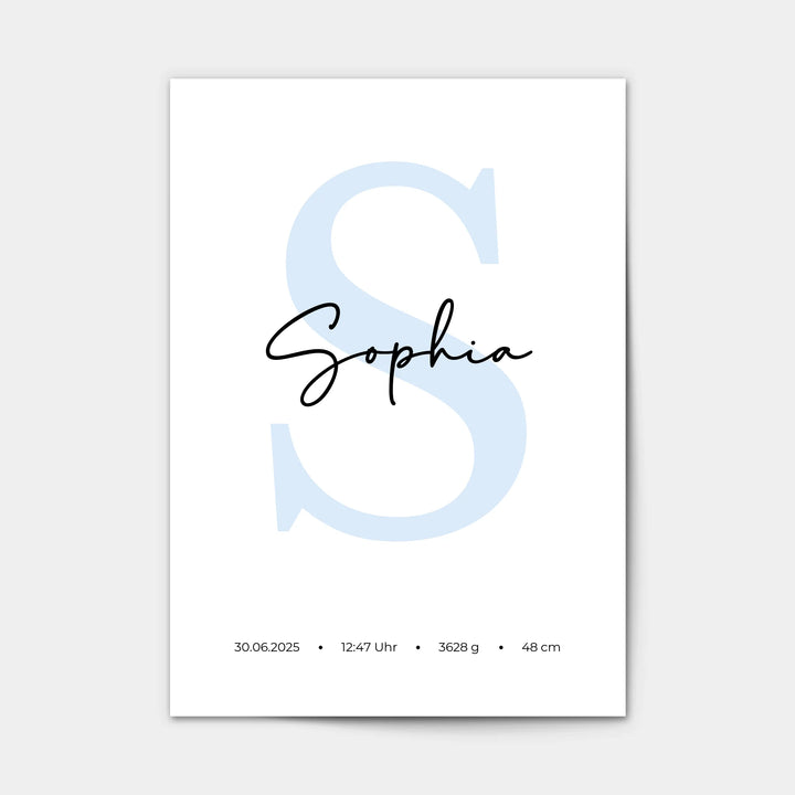 Geburtsposter - Buchstabe, Personalisierbar