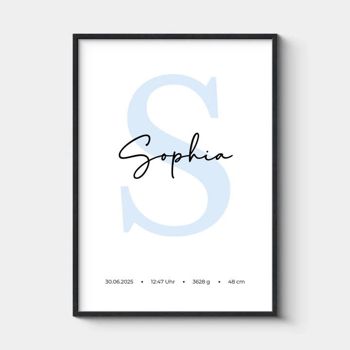 Geburtsposter - Buchstabe, Personalisierbar