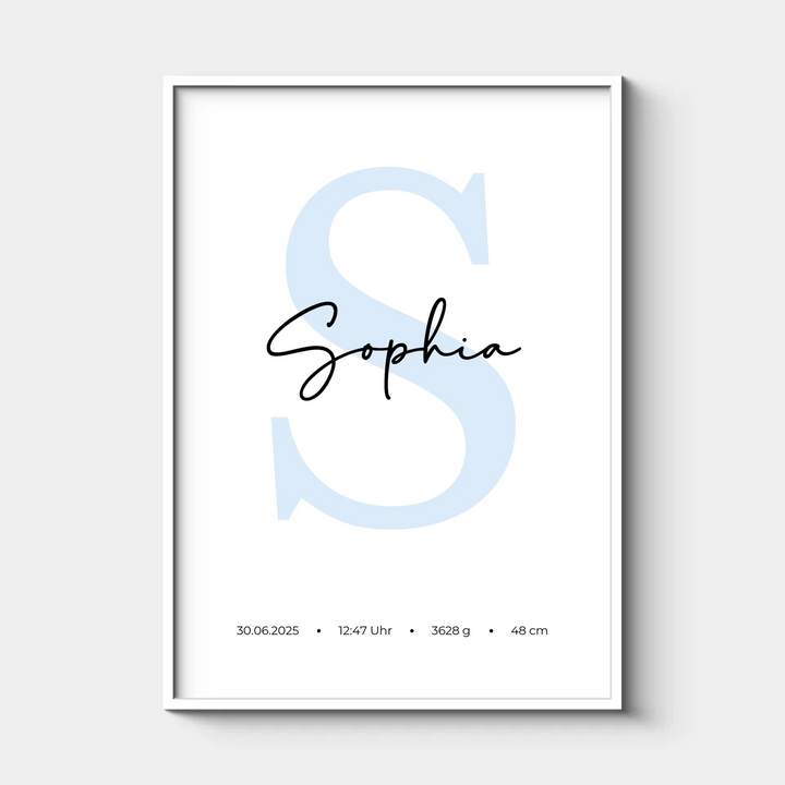 Geburtsposter - Buchstabe, Personalisierbar