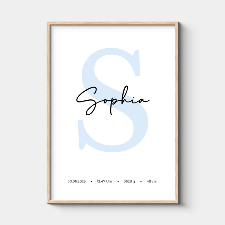 Geburtsposter - Buchstabe, Personalisierbar