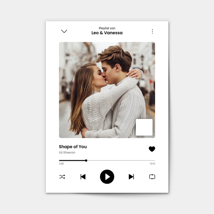 Spotify-Song, Personalisiertes Song-Poster mit eigenem Foto & QR-Code, Black Edition