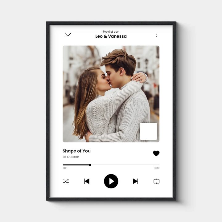 Spotify-Song, Personalisiertes Song-Poster mit eigenem Foto & QR-Code, Black Edition