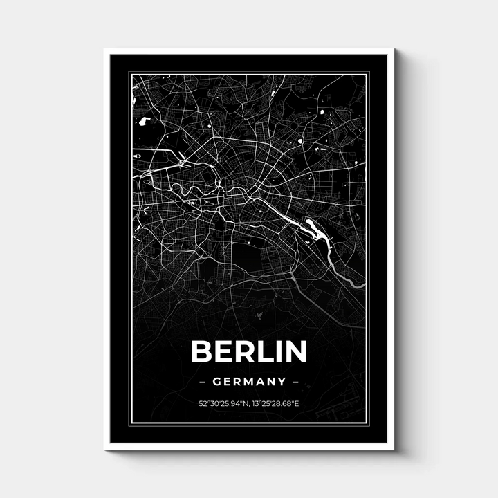 Deine Stadt, City Map, Personalisiertes Stadtkarten-Poster - Black Edition