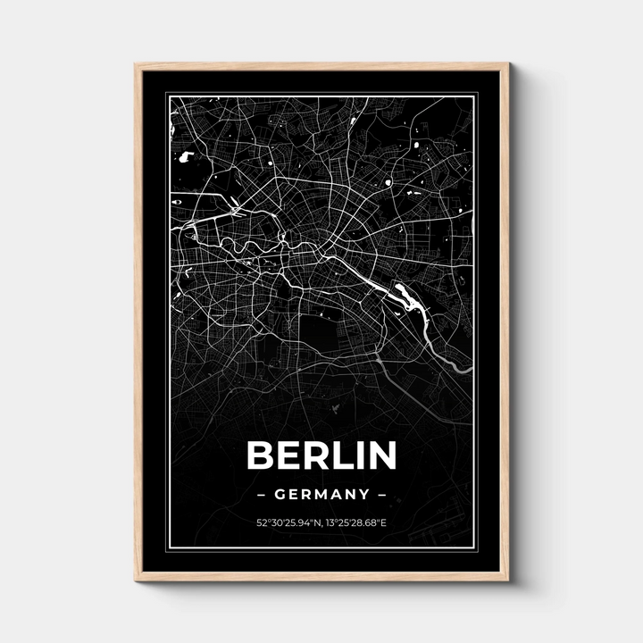 Deine Stadt, City Map, Personalisiertes Stadtkarten-Poster - Black Edition